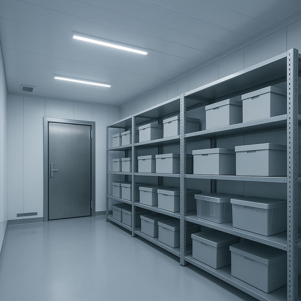 Klimatisierter Lagerraum mit sauberer Innenstruktur
